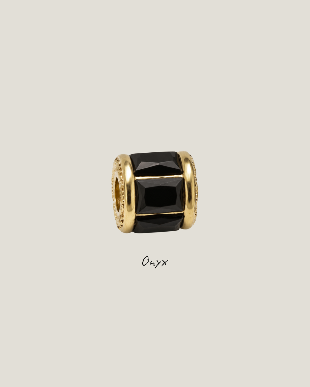 Facet Barrel Charm - Onyx
