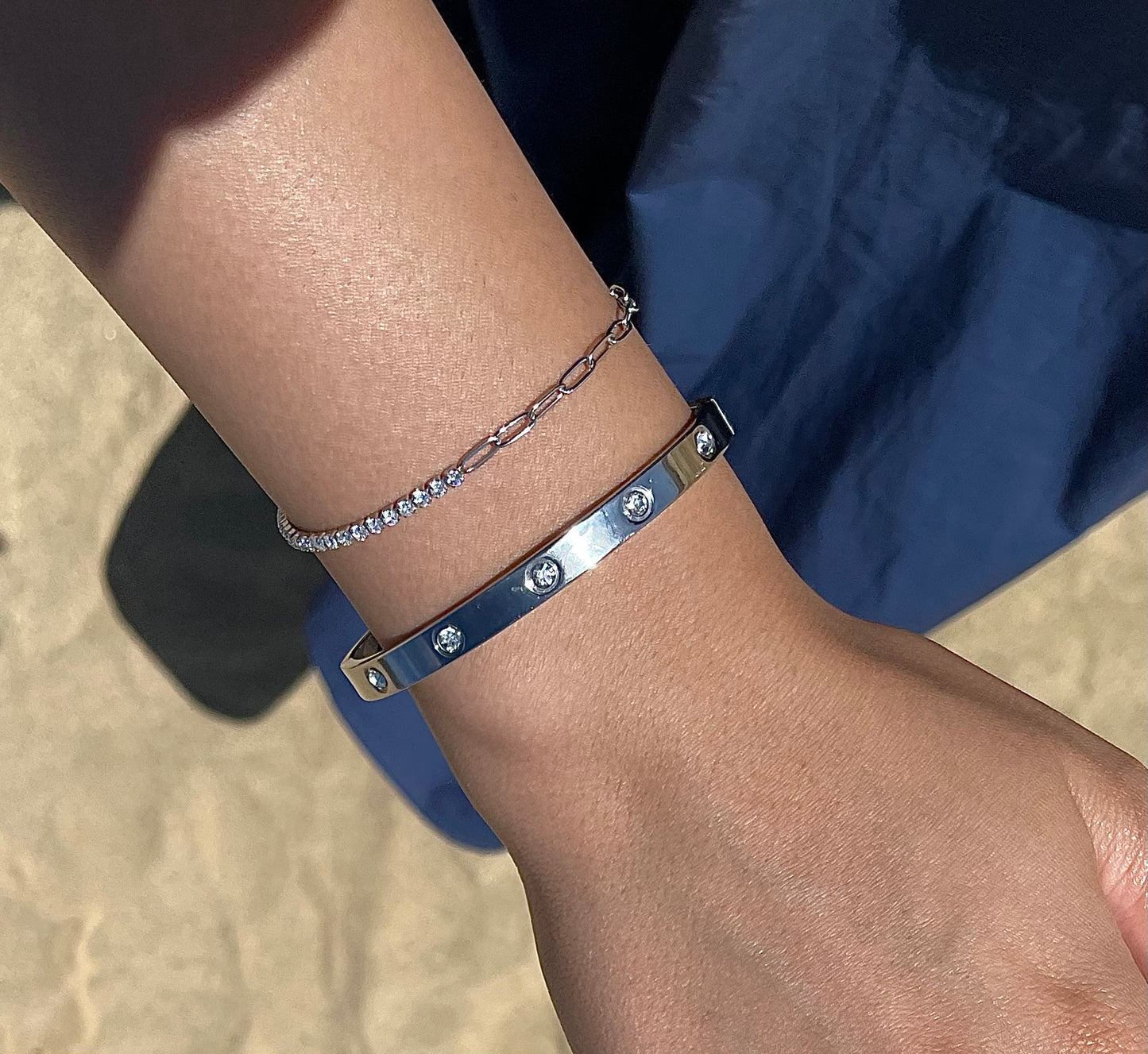 Tennis Link Bracelet - Silver